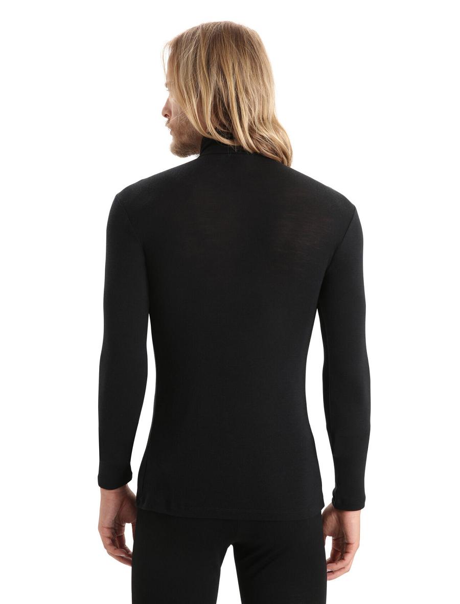 Icebreaker Merino 175 Everyday Long Sleeve Half Zip Thermal Top Férfi Base Layers Fekete | HU 1371VRWD